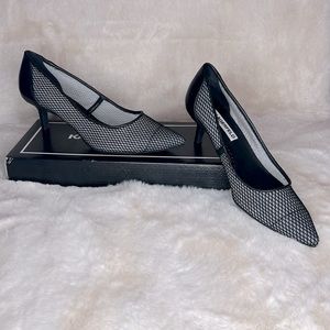 Black Karl Lagerfeld Fishnet Kitten Heel Pumps